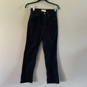 AGOLDE Corduroy Pants Womens 25 Black Pinch Waist High Rise Straight Leg
